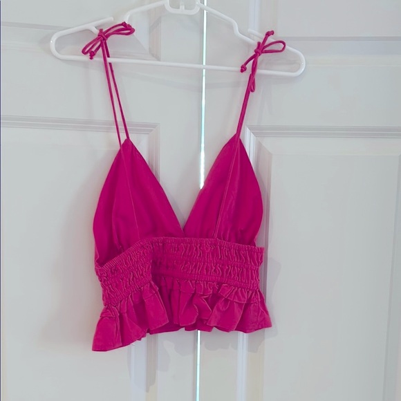 Sim & Sam Pink Ruffled Crop Top. - Picture 2 of 3
